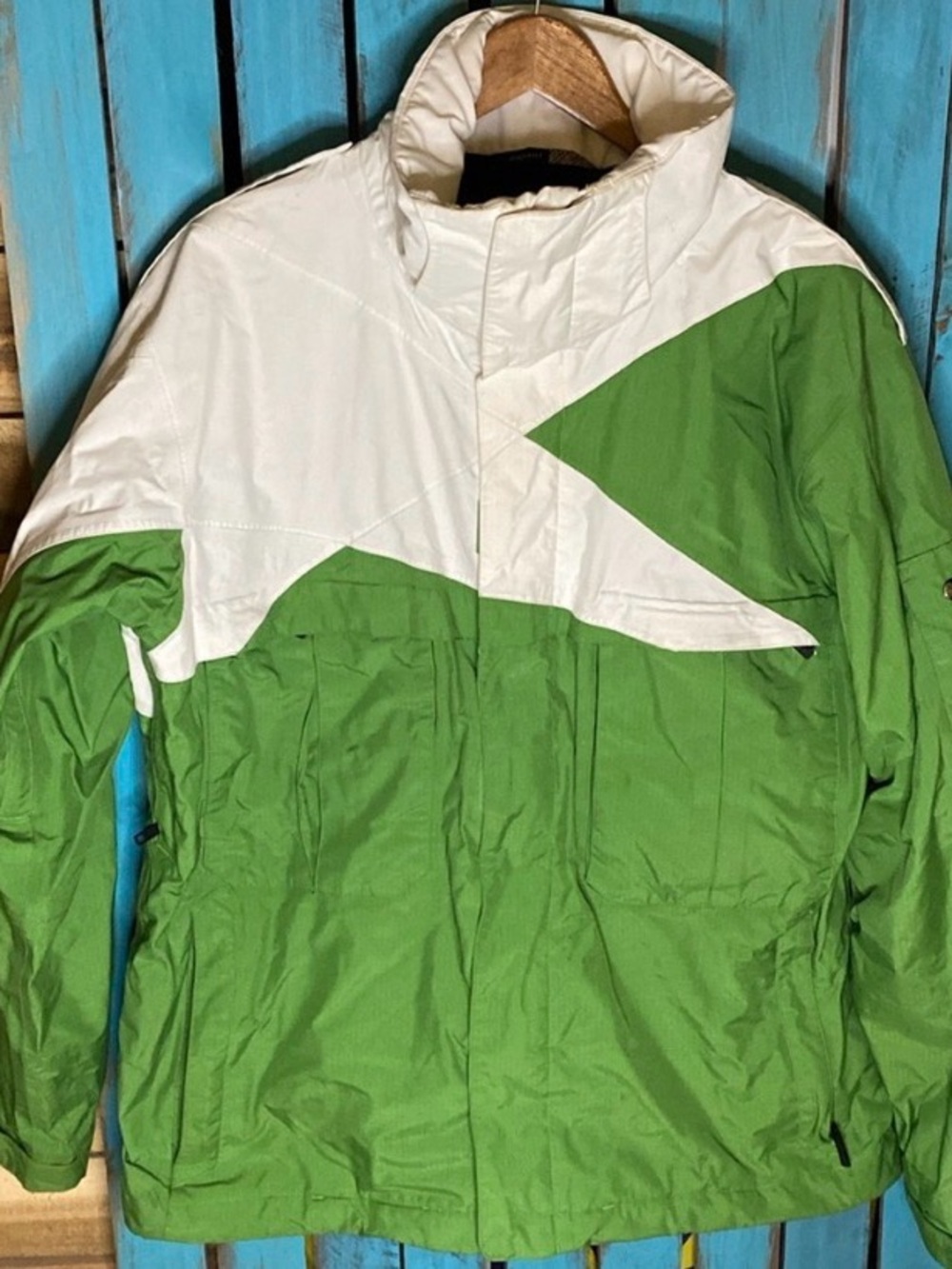 Men’s Bonfire Fusion ski jacket size XL green and white (missing hood)